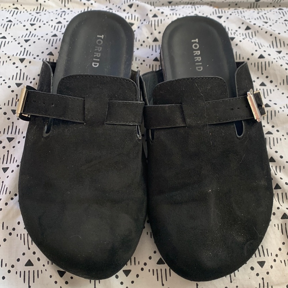 Torrid Black Clogs-10WW-Comfy-Silver Buckles